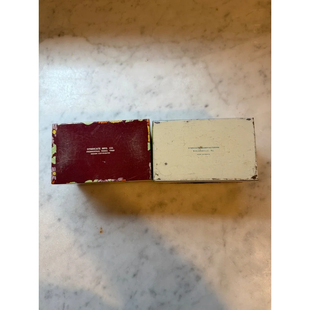 Vintage Floral Tin Storage Box‎ Syndicate Mfg Co Pennsylvania 1970s Retro